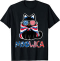 Patriotic Cat Meowica Sunglasses 4th of July Funny Cat Lover T-Shirt