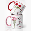 Personalized Birth Flower Name Coffee Mug, Custom Ceramic Cup 11oz 15oz, Floral Gift for Women Mom Grandma Sister Friend, Custom Tea or Coffee Cup With Name Birthday Keepsake, Taza Personalizada Mujer