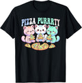 Funny pastel cat eating pizza cute kawaii party