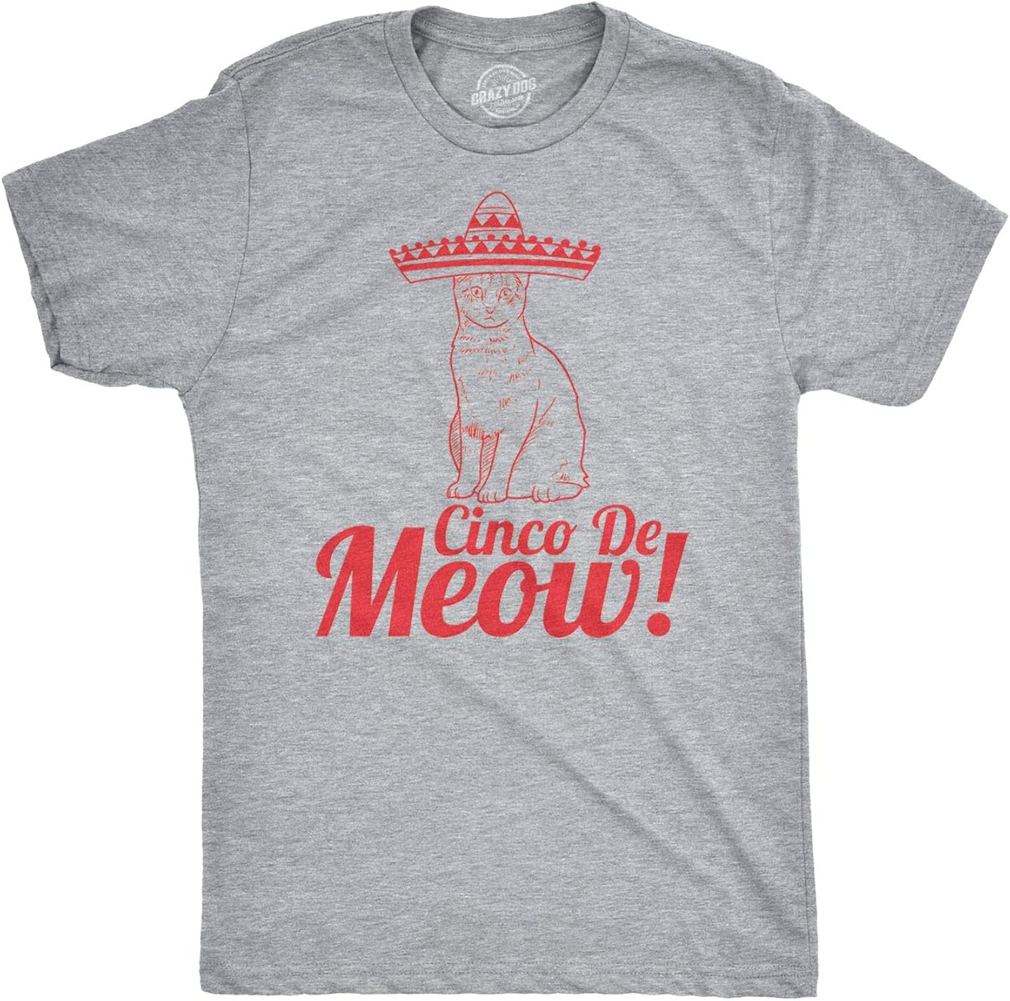 Mens Cinco De Meow Funny Sarcastic Cat Mexican Sombrero T Shirt