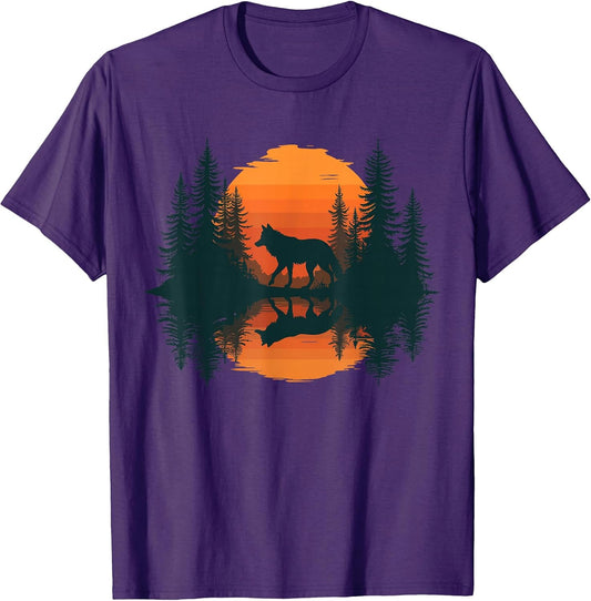 Retro Mountain Outdoor Forest Wolf Lovers Co