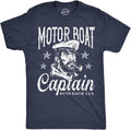 Mens Funny T Shirts Motor Boat Captain Sarcastic Sailor Graphic Novelty Tee for Men