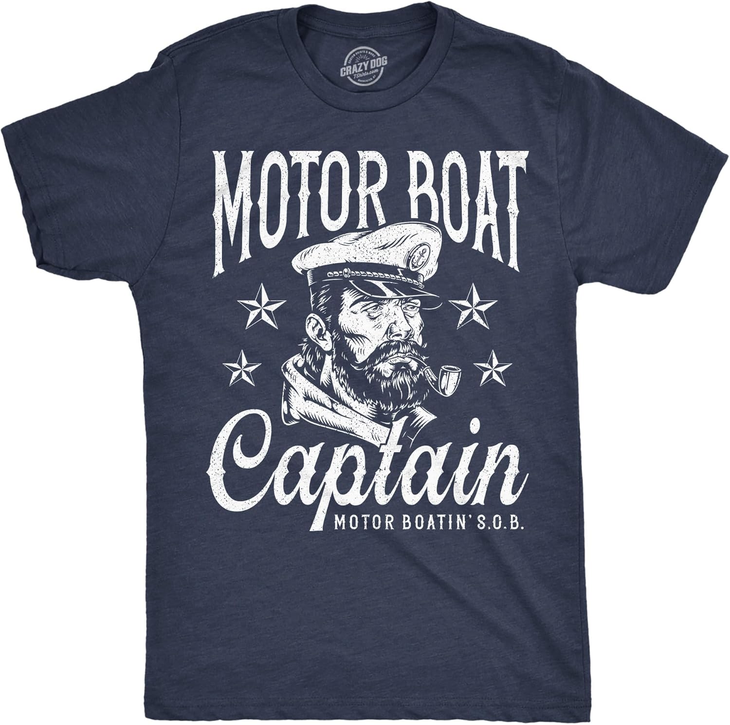 Mens Funny T Shirts Motor Boat Captain Sarcastic Sailor Graphic Novelty Tee for Men