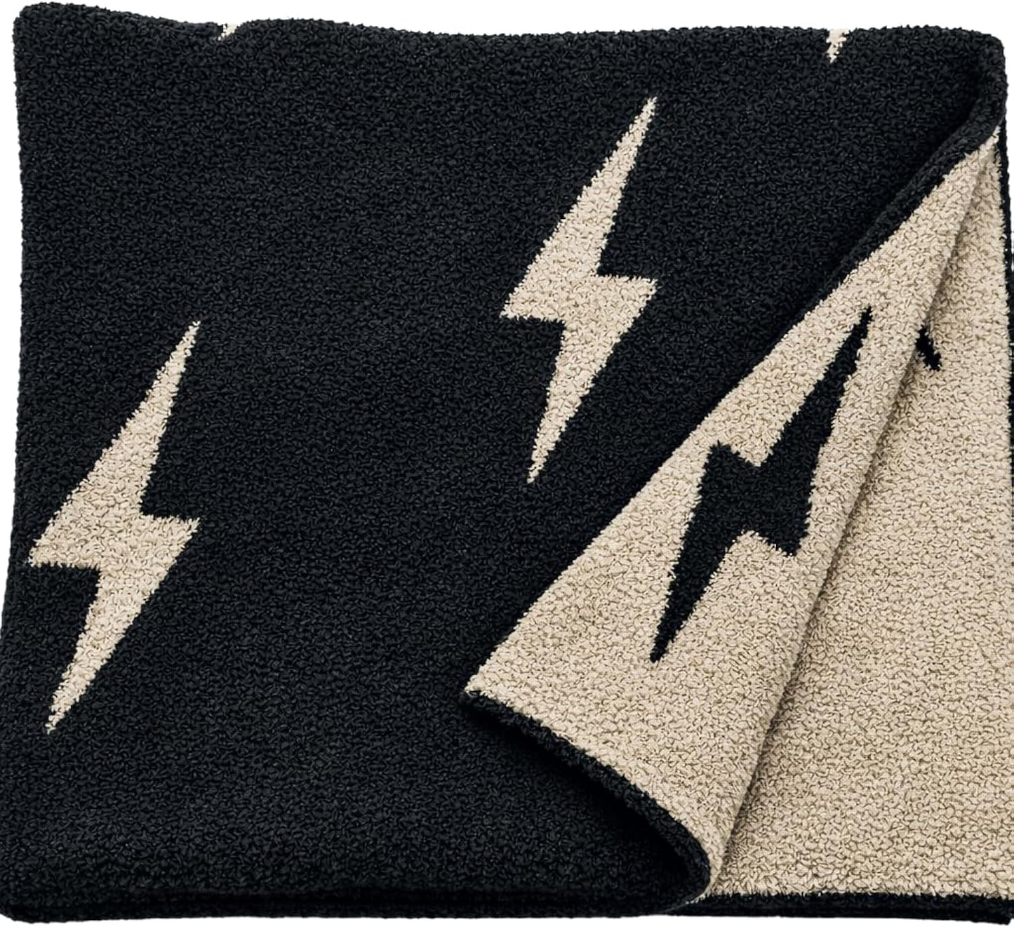 L+L USA Lightning Bolt Baby Blanket 28"x40" - DreamSoft Knit Throw for Crib, Stroller or Car Seat - Soft Blanket/Newborn Nursery Gift Essential for Toddler, Infant, Kids, Boys & Girls (Black/Brown)
