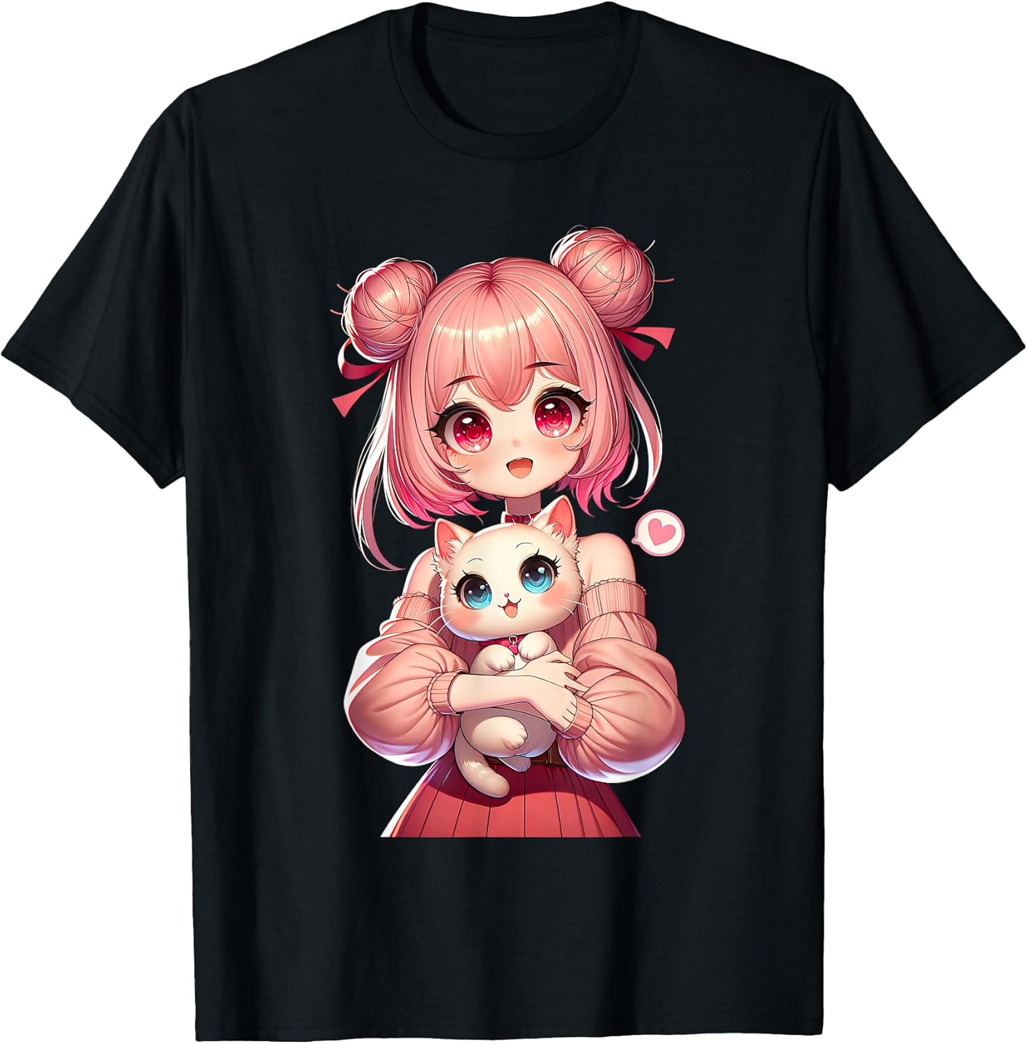 Kawaii Anime Girl with Adorable Cat Designs