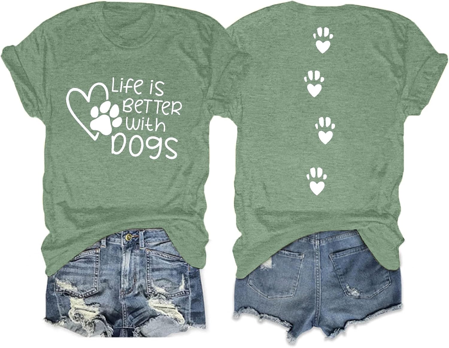 Dog Shirt Dogs Mom Shirts: Women Life is Better with Dogs T Shirt Funny Dog Paw Print Tee Pet Lover Animal Gift Tops