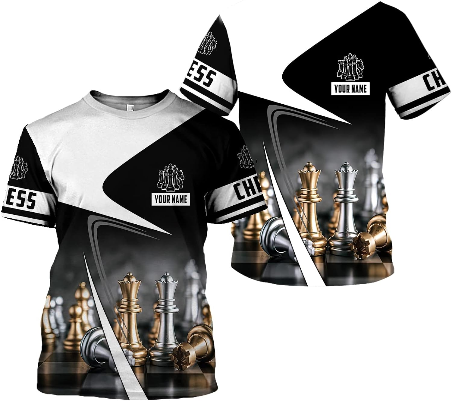 Personalized Name Chess 3D Full Color Shirt, Custom Name Chess 3D Shirt for Men, Women, Chess Lover, USA Chess Shirt