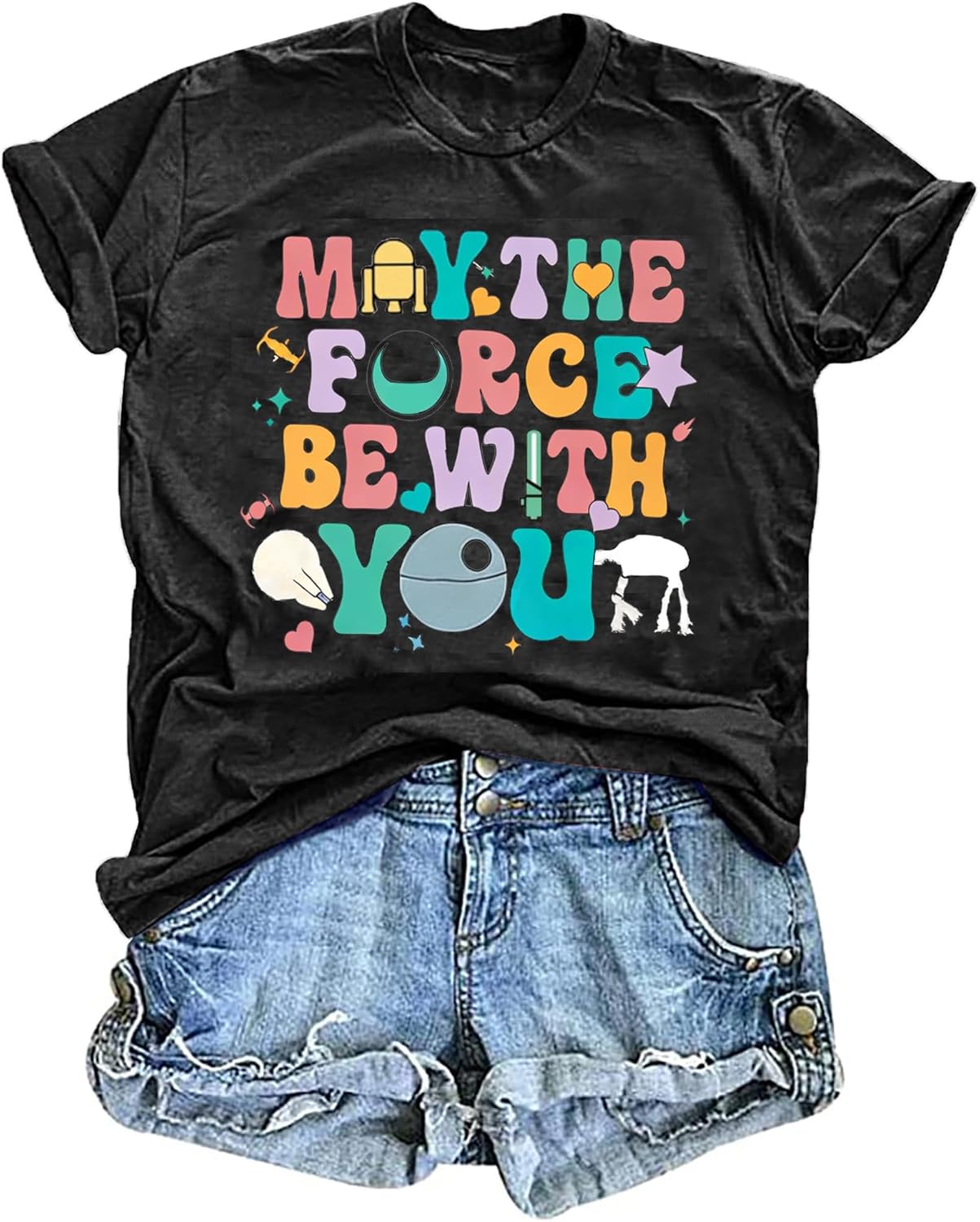 Women Magical Planet Shirts May The Power Be with You Tshirt Magic Science Fiction Shirts Family Vacation Tee Top