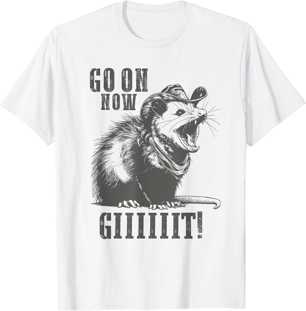 Vintage Cowboy Opossum Shirt - Go On Now Git Western Opossum T-Shirt