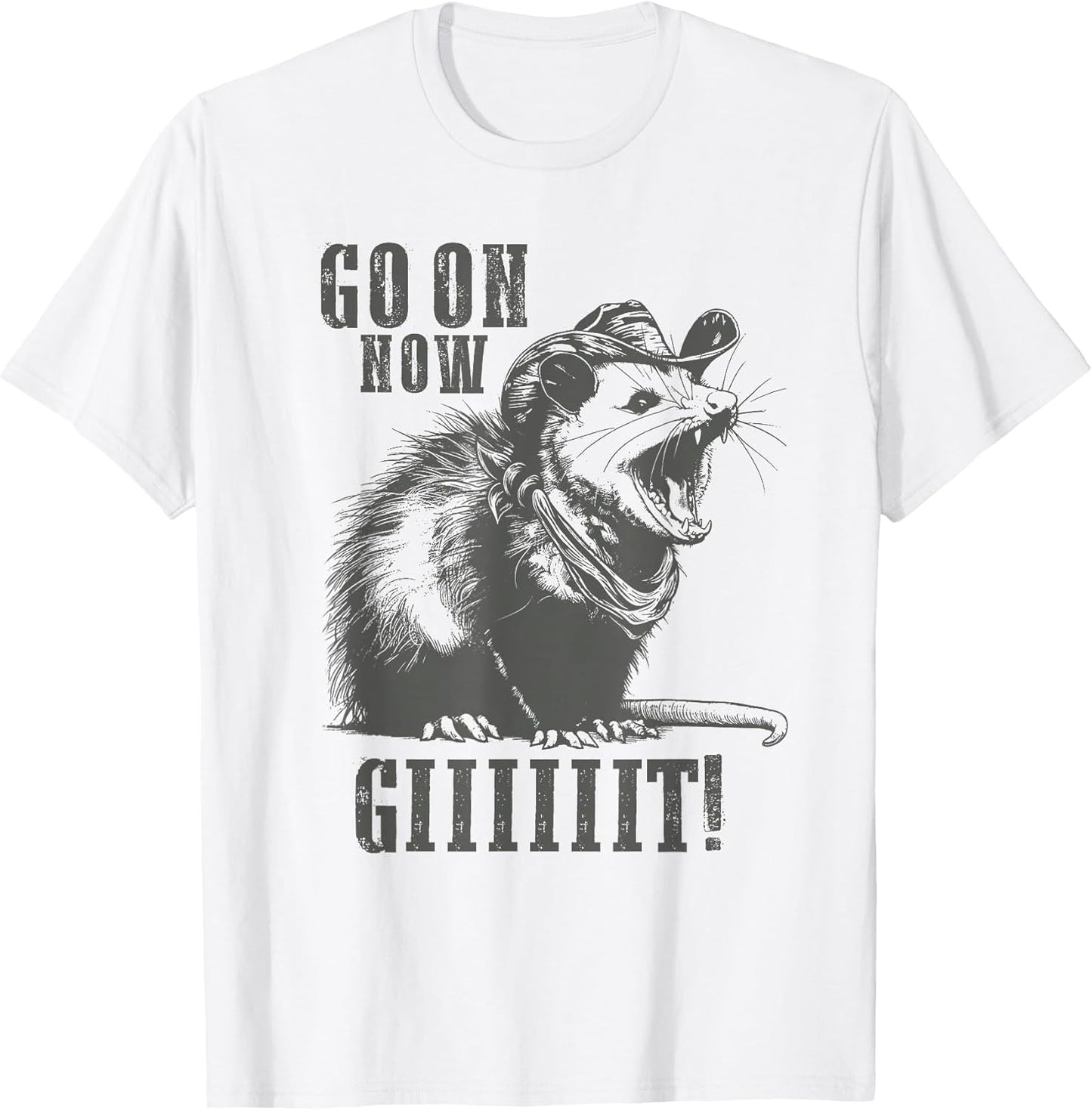 Vintage Cowboy Opossum Shirt - Go On Now Git Western Opossum T-Shirt