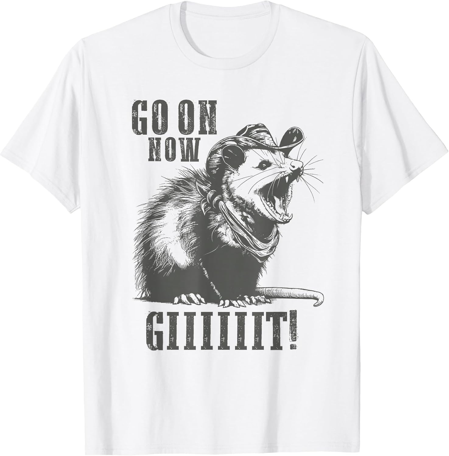 Vintage Cowboy Opossum Shirt - Go On Now Git Western Opossum T-Shirt