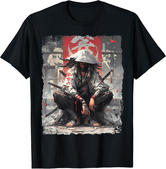 Y2K Samurai Sword Katana Ninja Japan Manga Anime Streetwear T-Shirt