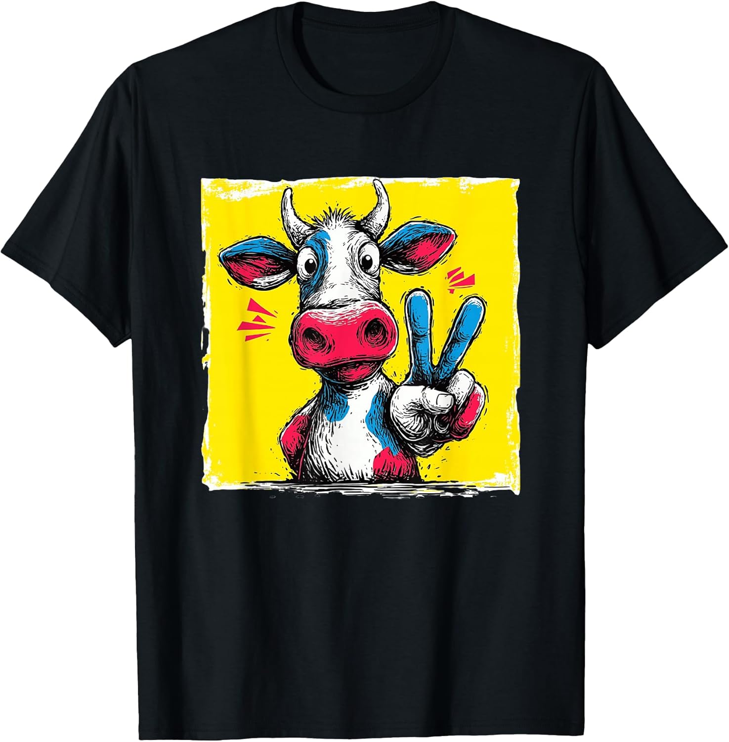Playful Cow Lover Comic Animal Art Graphics Blue
