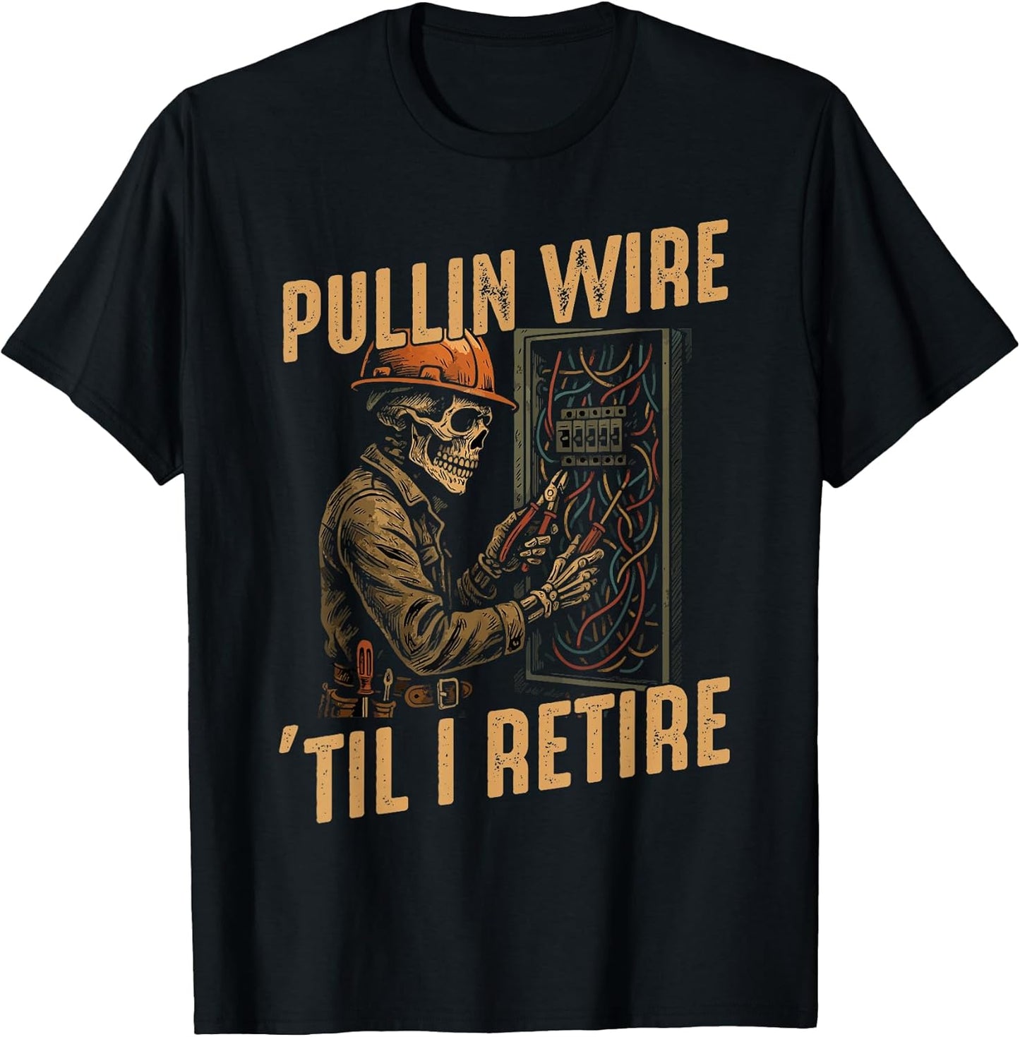 Wire Worker's Skeleton Electrician Appare Tee.