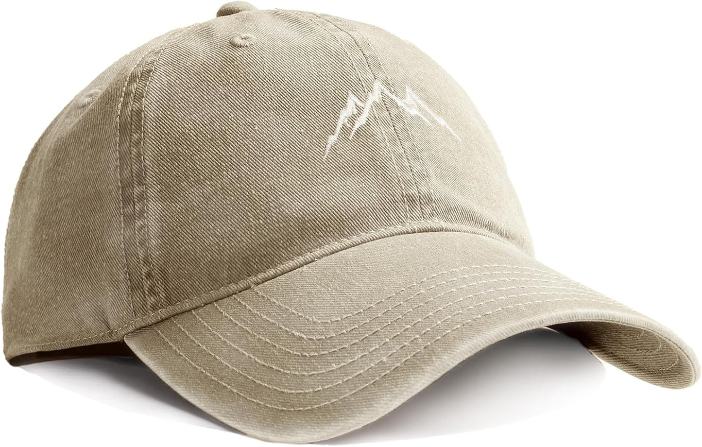 Mountain Embroidery Baseball Cap Washed Denim-Style Dad Hat Distressed Unisex Golf Hat