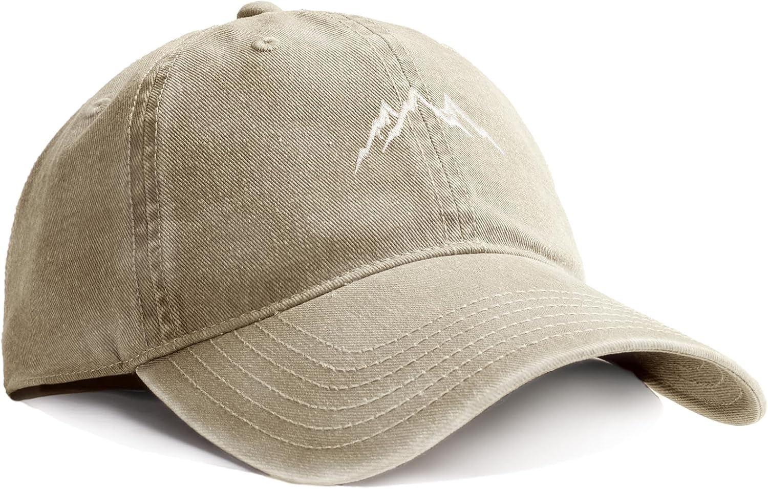 Mountain Embroidery Baseball Cap Washed Denim-Style Dad Hat Distressed Unisex Golf Hat