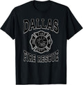 Retro Black Dallas Fire Department Flag Texas Firefighter T-Shirt