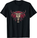 Floral Western Skull Art Cow Roses Boho Style