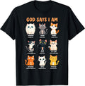 God Says I'm Christian Funny Cats Bible Verse Kitty Lover T-Shirt
