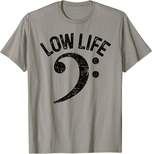 Bass Clef Low Life Music Marching Band Low Brass Bass Note T-Shirt