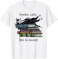 Funny Cats Books Lover Men Women T-Shirt