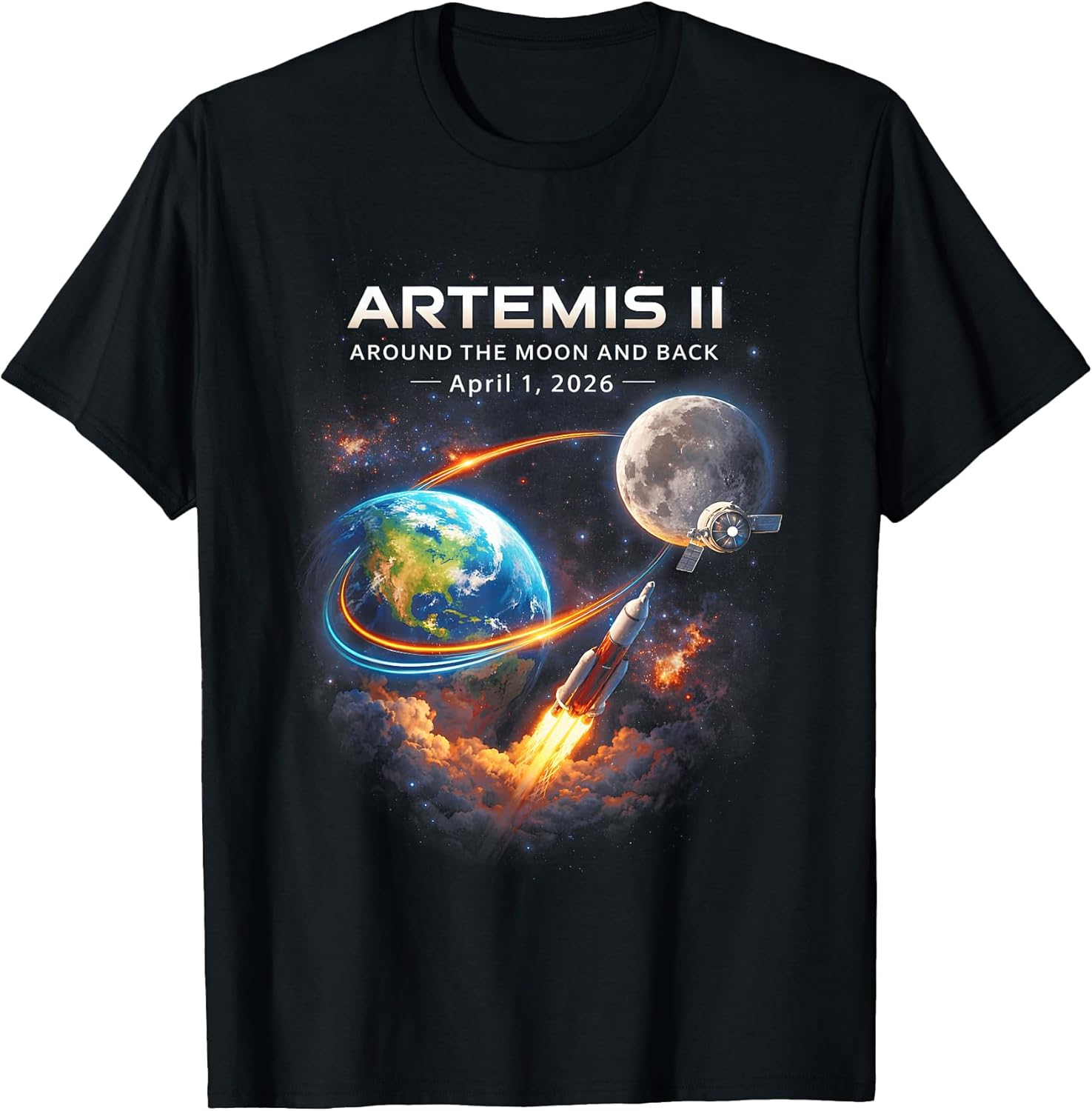 Artemis II Rocket Space Launch Back to The Moon Mission 2026 T-Shirt