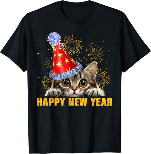 Amb Cat Kitty Lover Happy New Years Eve Party Tee