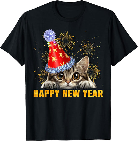 Amb Cat Kitty Lover Happy New Years Eve Party Tee