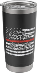 Firefighter Joshua 1 9 Quote Shirt US Flag Thin Red Line Stainless Steel Insulated Tumbler