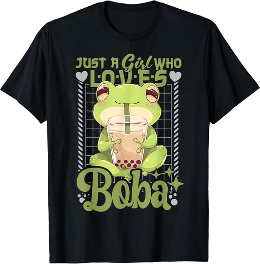 Womens Kawaii Frog Boba Tea Neko