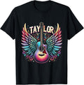 Girl Retro Taylor First Name Personalized Groovy 80's T-Shirt