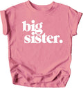 Bold Big Sister Colorful Sibling Reveal Announcement T-Shirt for Baby and Toddler Girls Sibling Outfits