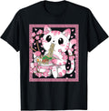 Kawaii Cat Ramen Anime Japanese Cherry Blossom Women Girls T-Shirt