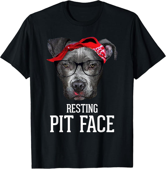 Vintage Pitbull Resting Pit Face - Funny Pitbull Lovers Dog T-Shirt