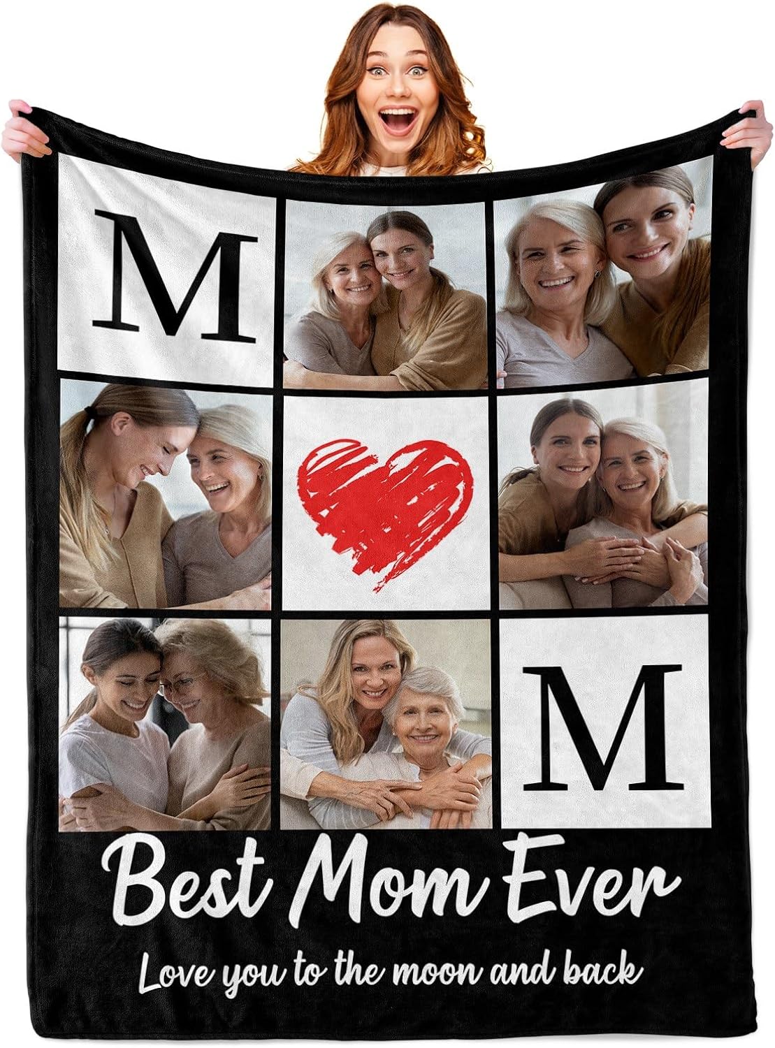 ROMANDY Ships Next Day Custom Blanket with Picture Customized Banket Personalized Throw Blankets Customizable Photo Blankets Customize for Mom Dad Girlfriend Boyfriend Wife Husband Her Him