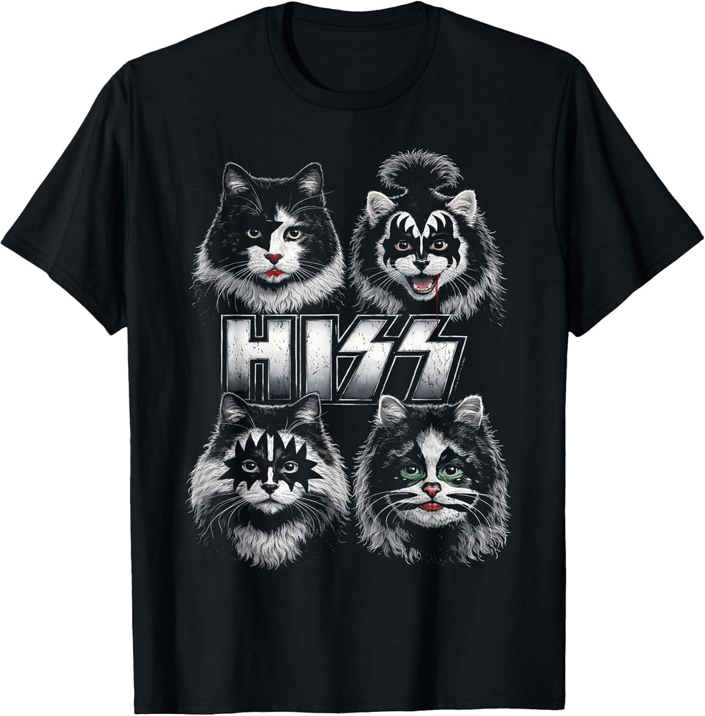 Hiss Cat Funny Kittens Rock Music Lovers Birthday Gifts Idea T-Shirt