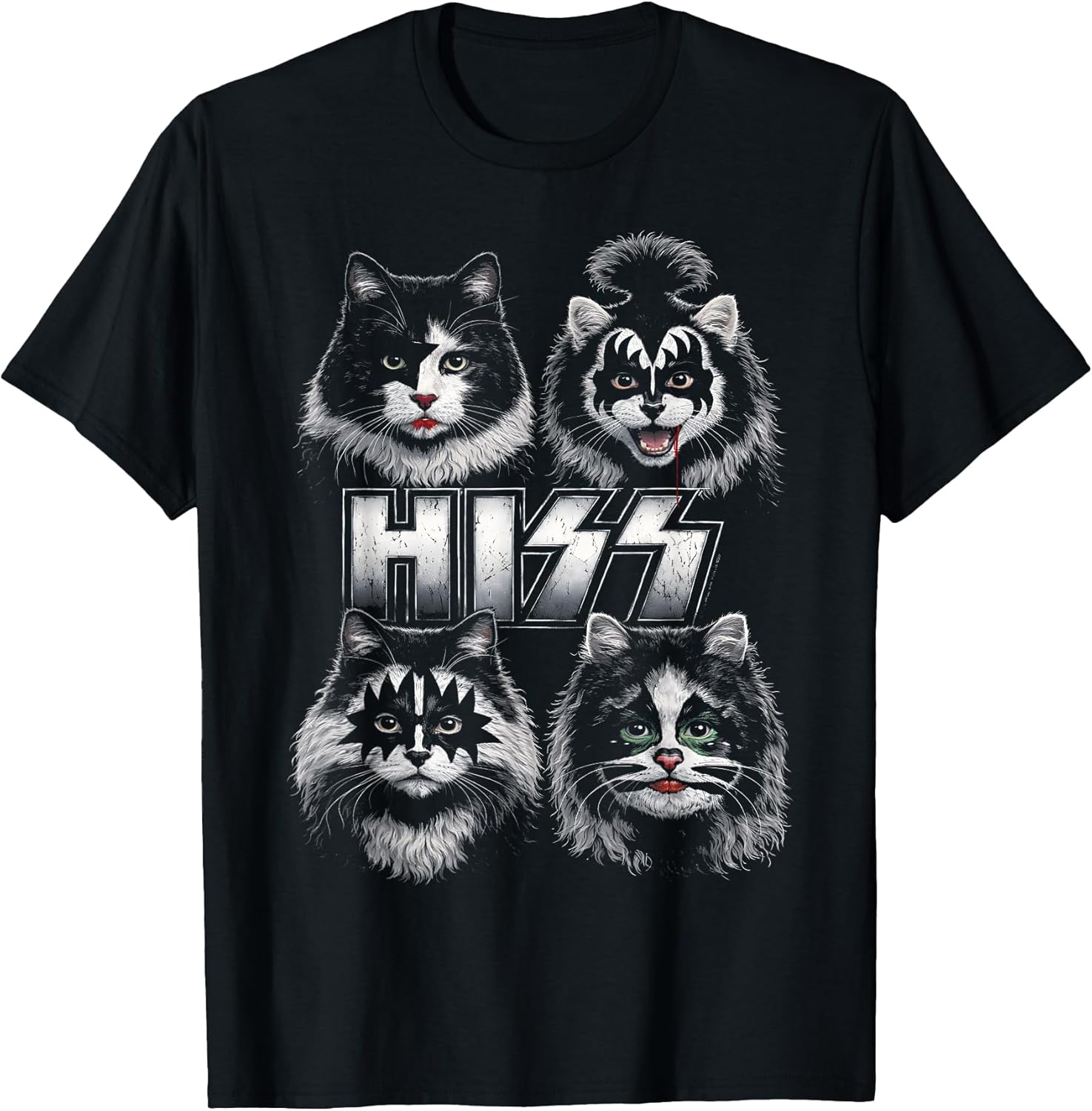 Hiss Cat Funny Kittens Rock Music Lovers Birthday Gifts Idea T-Shirt