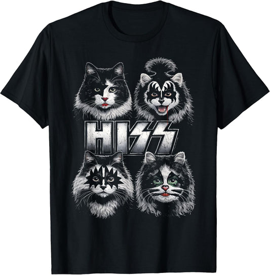 Hiss Cat Funny Kittens Rock Music Lovers Birthday Gifts Idea T-Shirt