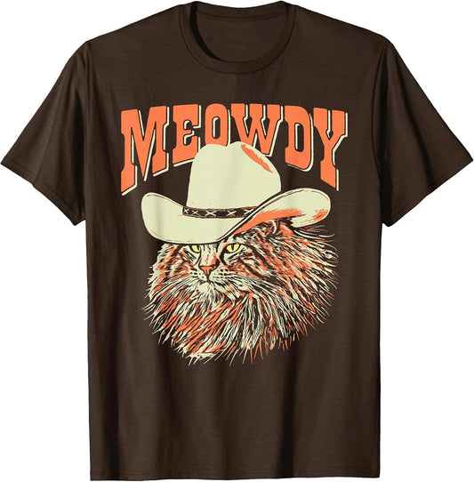 Meowdy! Funny Country Music Cat Cowboy Hat Vintage T-Shirt Small