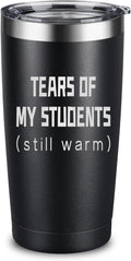 ARIABLE Tears of Students Coffee Mug - Funny Gifts for Teacher - 20 Ounce Engraved Stainless Steel Insulated Tumbler, Black