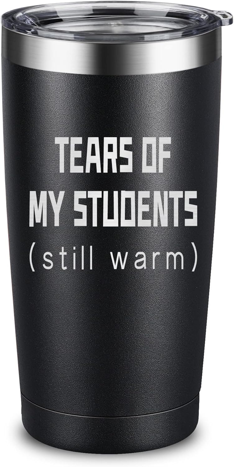 ARIABLE Tears of Students Coffee Mug - Funny Gifts for Teacher - 20 Ounce Engraved Stainless Steel Insulated Tumbler, Black