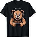 Funny Gamer Bear Video Games Boys Teen Gaming T-Shirt