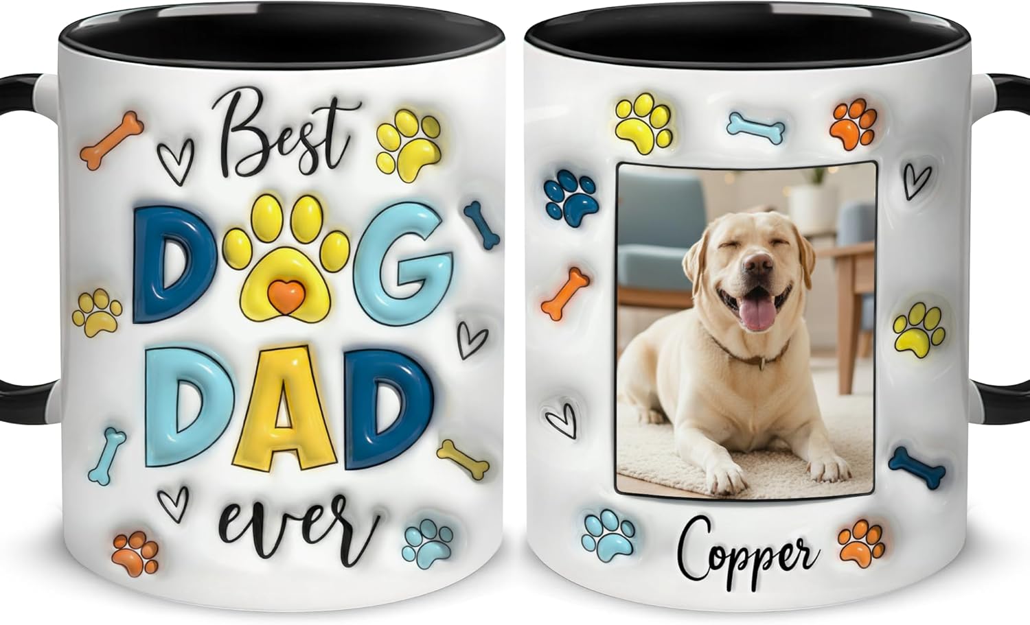 Hyturtle Personalized Dog Dad Mug Gift For Dad, Son – 2D Flat Printed Custom Photo Dog Dad Coffee Mug for Men – Best Dog Dad Ever Coffee Mug for Dog Lovers On Father's Day, Birthday & Christmas