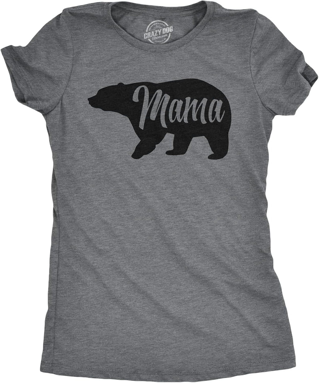Womens Mama Bear T Shirt Cute Funny Best Mom of Boys Girls Cool Mother Tee