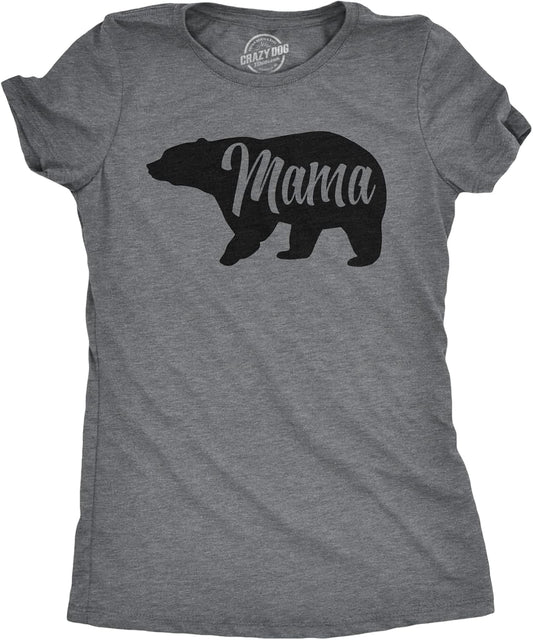 Womens Mama Bear T Shirt Cute Funny Best Mom of Boys Girls Cool Mother Tee