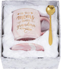 Cabtnca Mothers Day Gifts for Grandma, The Best Moms Get Promoted to Grandma Mug, Christmas Gift for Grandma from Grandson Granddaughter, Funny Coffee Mug 12Oz with Box and Spoon Coaster