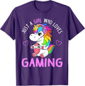 Just A Girl Who Loves Gaming Cute Gamer Unicorn Gift Women T-Shirt