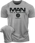 Man on Mission Workout Shirts for Men, Motivational Gym Funny Lifting T-Shirts