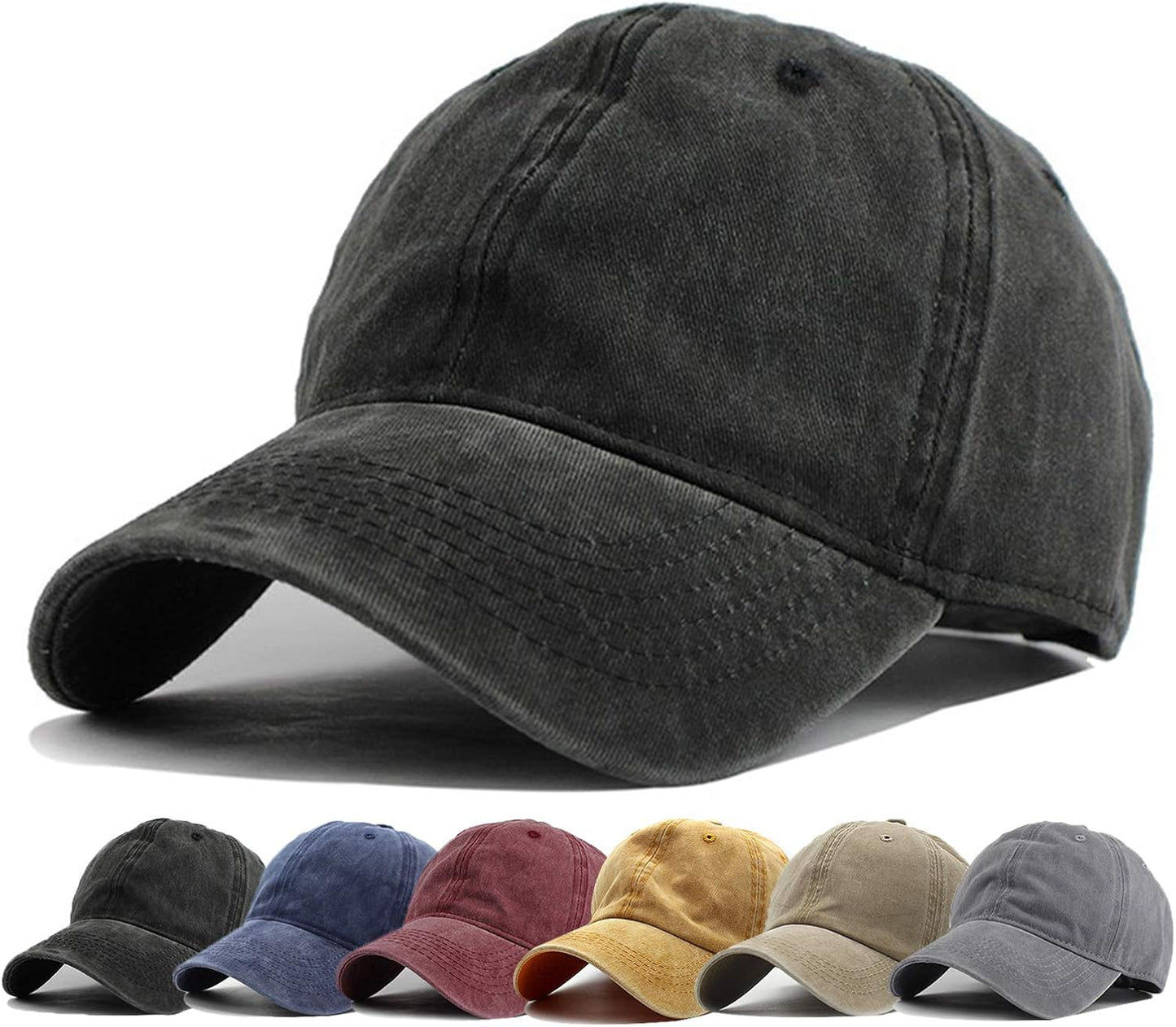 Men Women Washed Distressed Twill Cotton Baseball Cap Vintage Adjustable Dad Hat