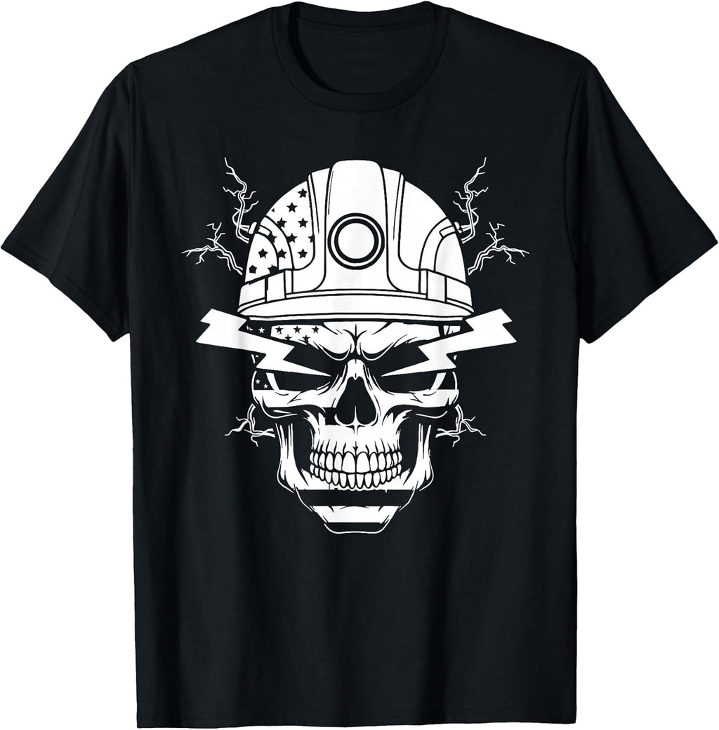 Power Lineman skull USA flag